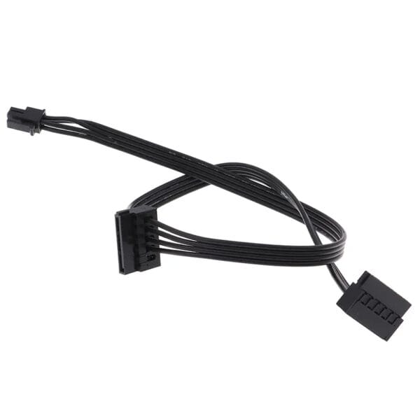 IMPROX ATX Mini 4-Pin to Dual 15-Pin SATA Power Cable, Right-Angle HDD/SSD Power Connector, Compatible with SATA Hard Drives, SSDs, Motherboard (Black)