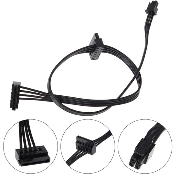 IMPROX ATX Mini 4-Pin to Dual 15-Pin SATA Power Cable, Right-Angle HDD/SSD Power Connector, Compatible with SATA Hard Drives, SSDs, Motherboard (Black)